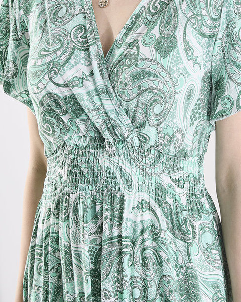 Rochie midi verde cu model pentru femei Îmbrăcăminte