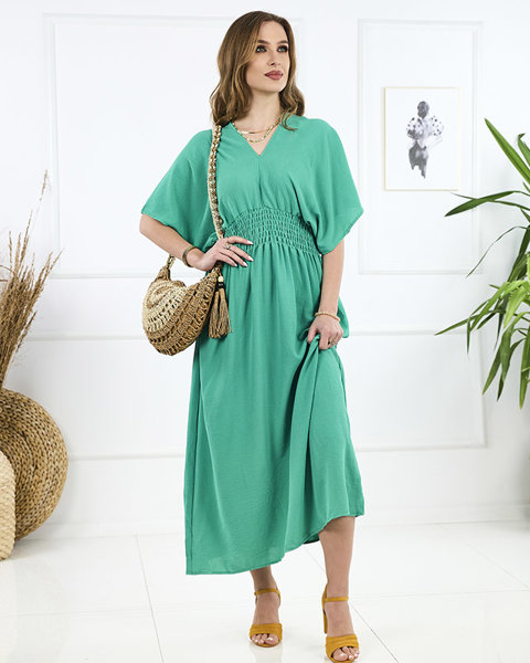 Rochie midi verde pentru femei PLUS SIZE- Îmbrăcăminte