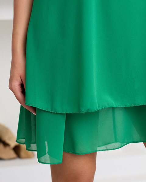 Rochie mini evazată de damă verde - Îmbrăcăminte
