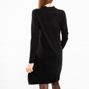 Rochie mini subțire pulover neagră - Îmbrăcăminte