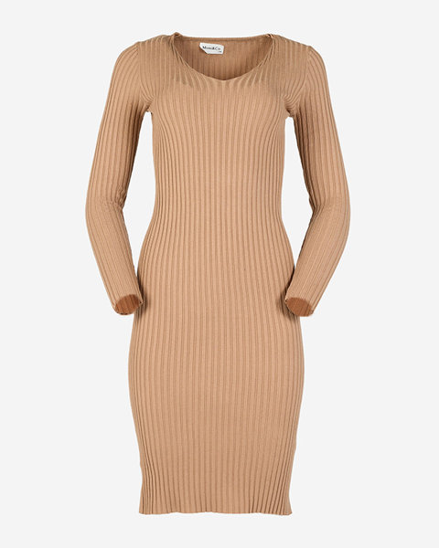 Rochie pulover de damă bej- Îmbrăcăminte