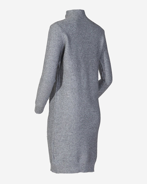 Rochie pulover gri de dama cu guler - Imbracaminte