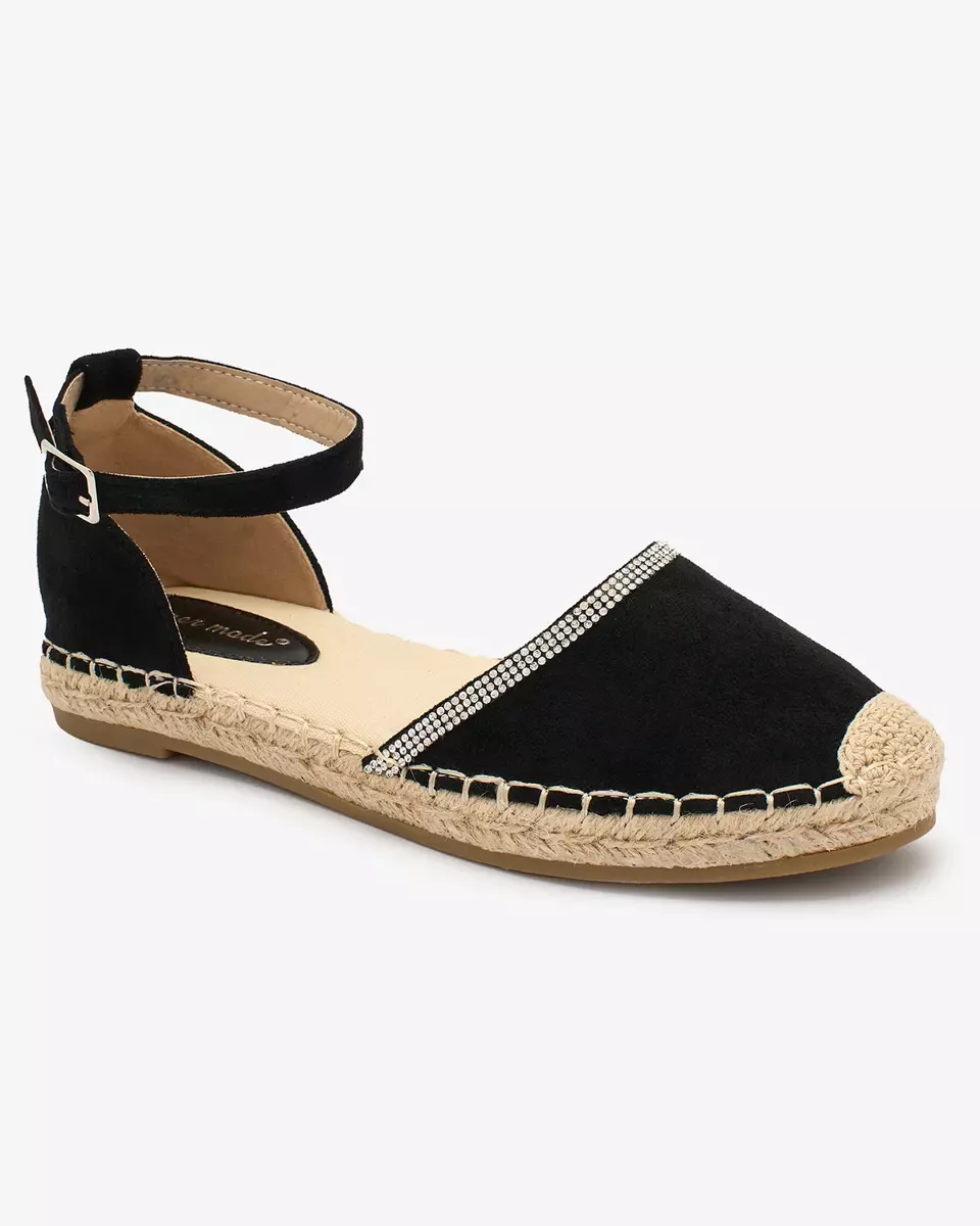 Royalfashion Espadrile de damă cu zirconiu în negru Rieta