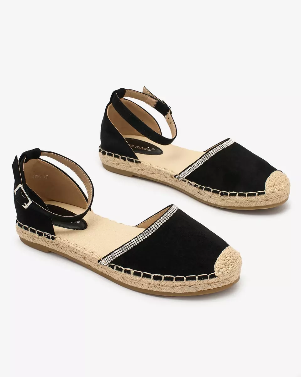 Royalfashion Espadrile de damă cu zirconiu în negru Rieta