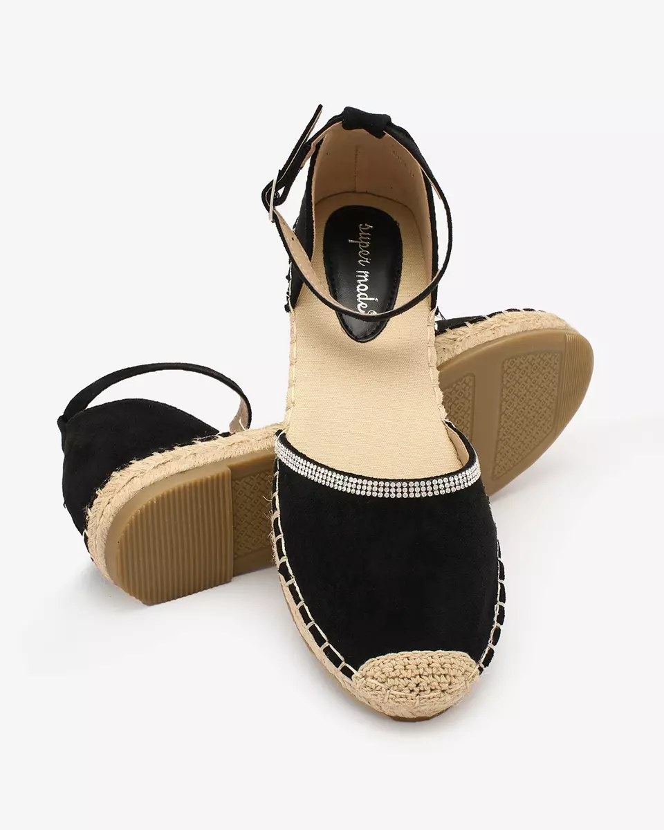 Royalfashion Espadrile de damă cu zirconiu în negru Rieta