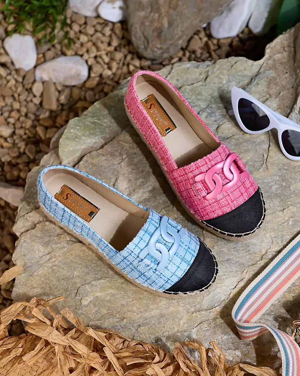 Royalfashion Espadrile de damă în carouri roz Dempik