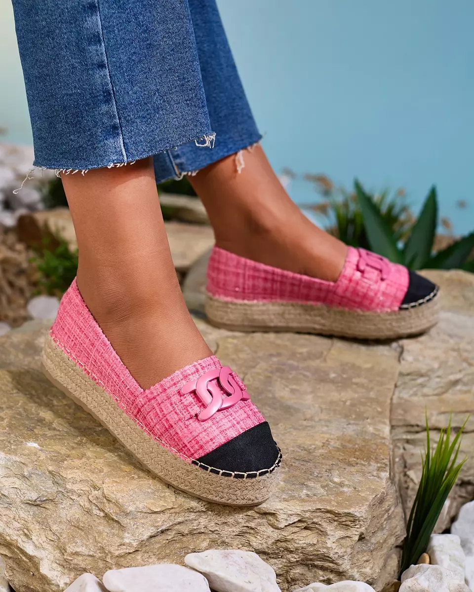 Royalfashion Espadrile de damă în carouri roz Dempik