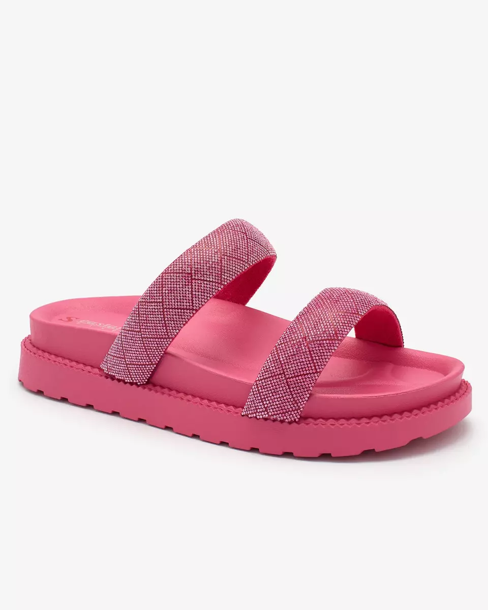 Royalfashion Fuchsia Zirconia Sparkle Sliders pentru femei