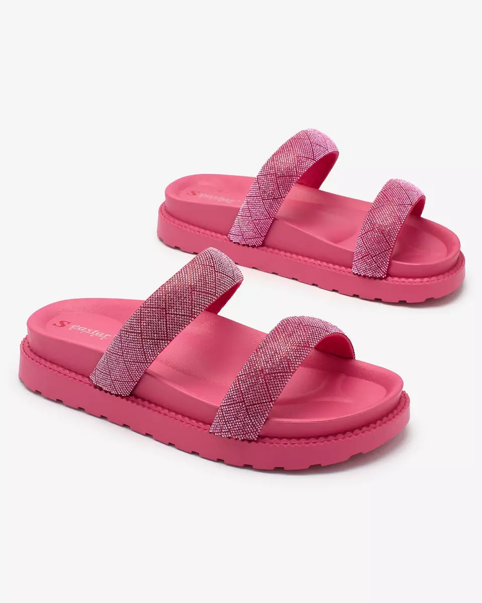 Royalfashion Fuchsia Zirconia Sparkle Sliders pentru femei