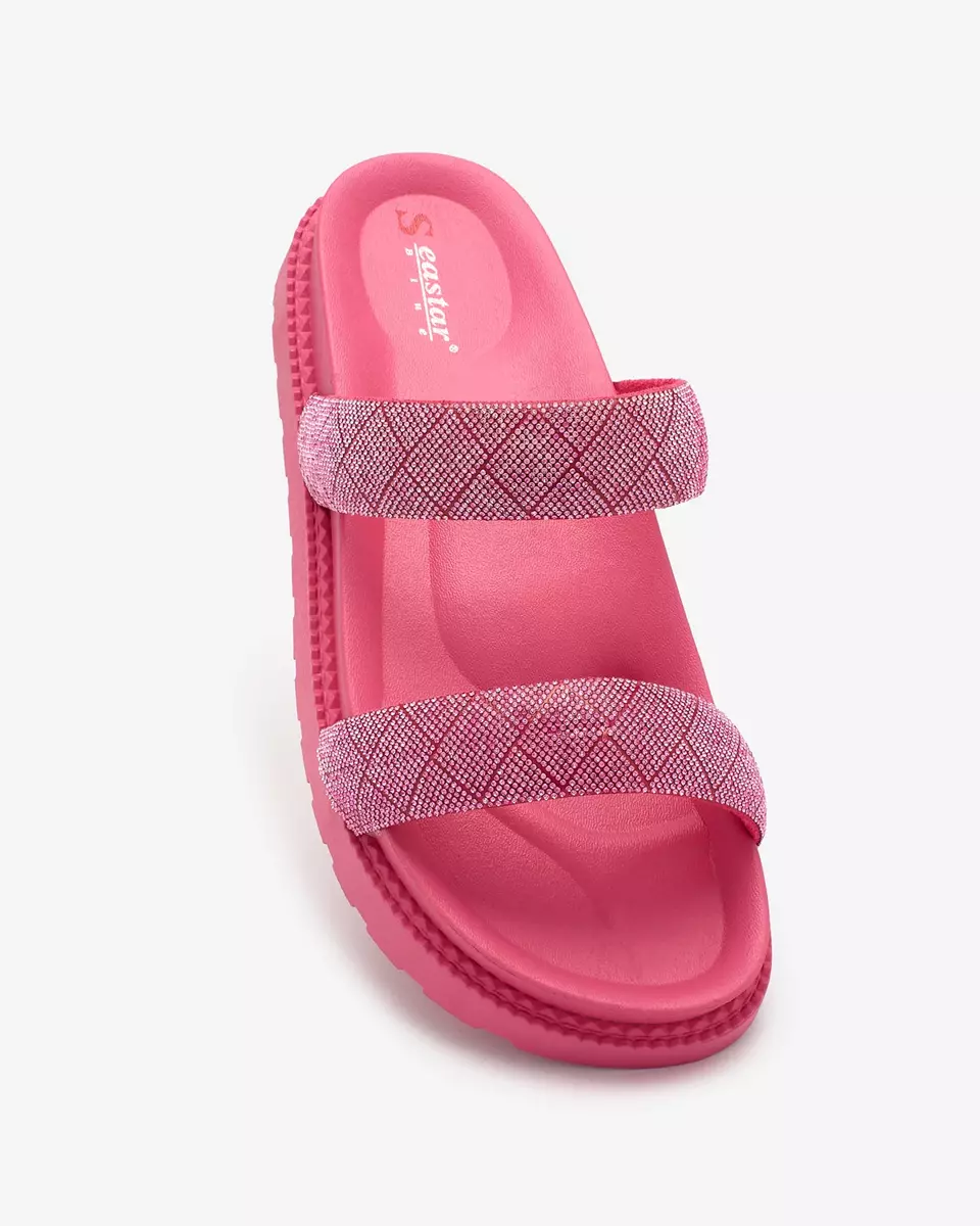 Royalfashion Fuchsia Zirconia Sparkle Sliders pentru femei