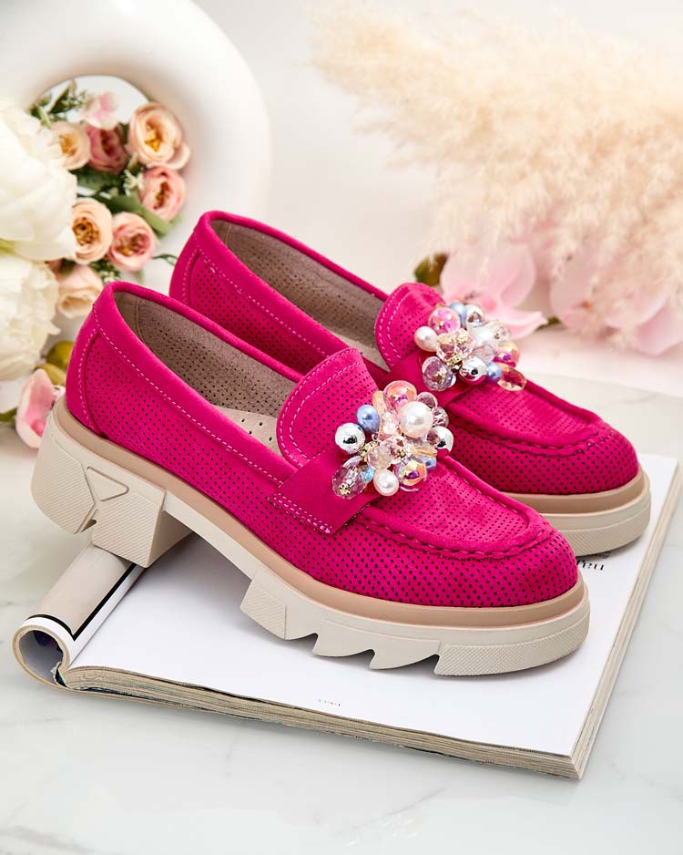 Royalfashion Mocasini de damă cu cristale colorate Glam