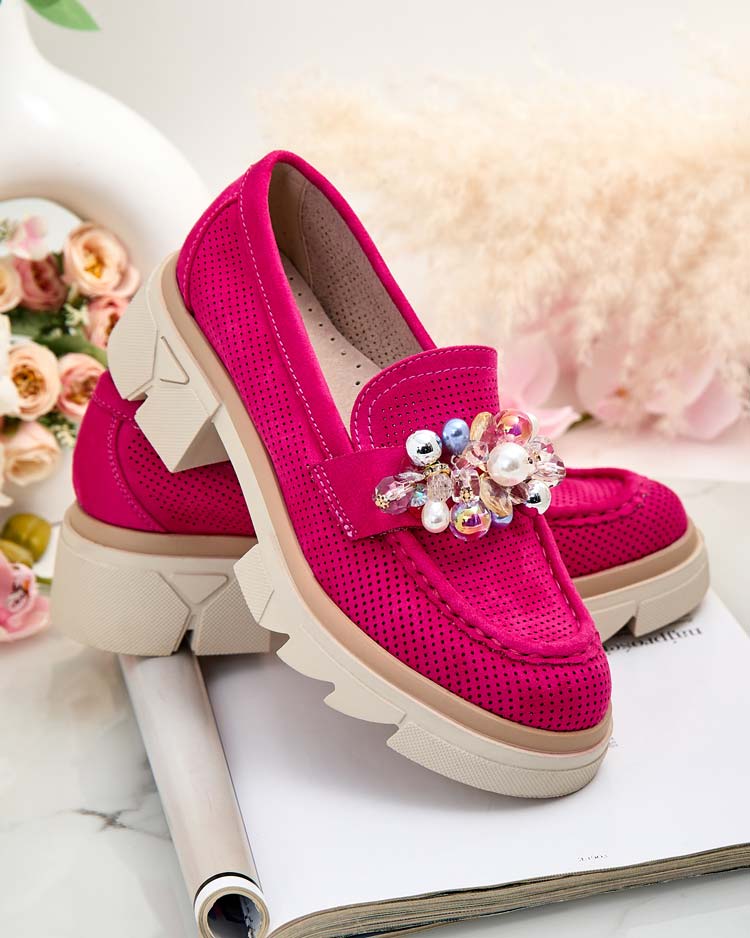 Royalfashion Mocasini de damă cu cristale colorate Glam