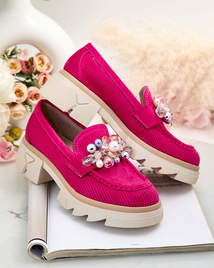 Royalfashion Mocasini de damă cu cristale colorate Glam