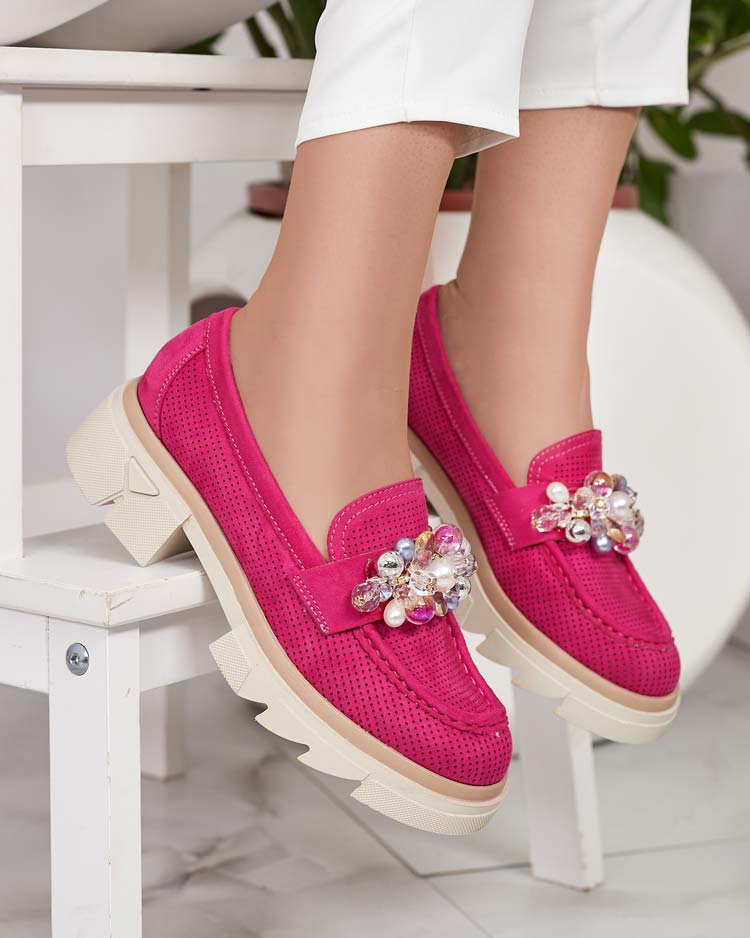 Royalfashion Mocasini de damă cu cristale colorate Glam