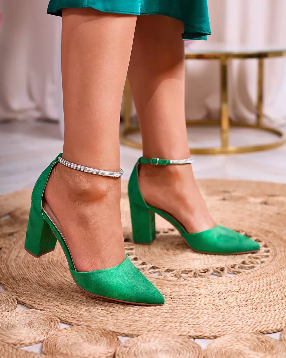 Royalfashion Pantofi de damă cu zirconiu verde Britica