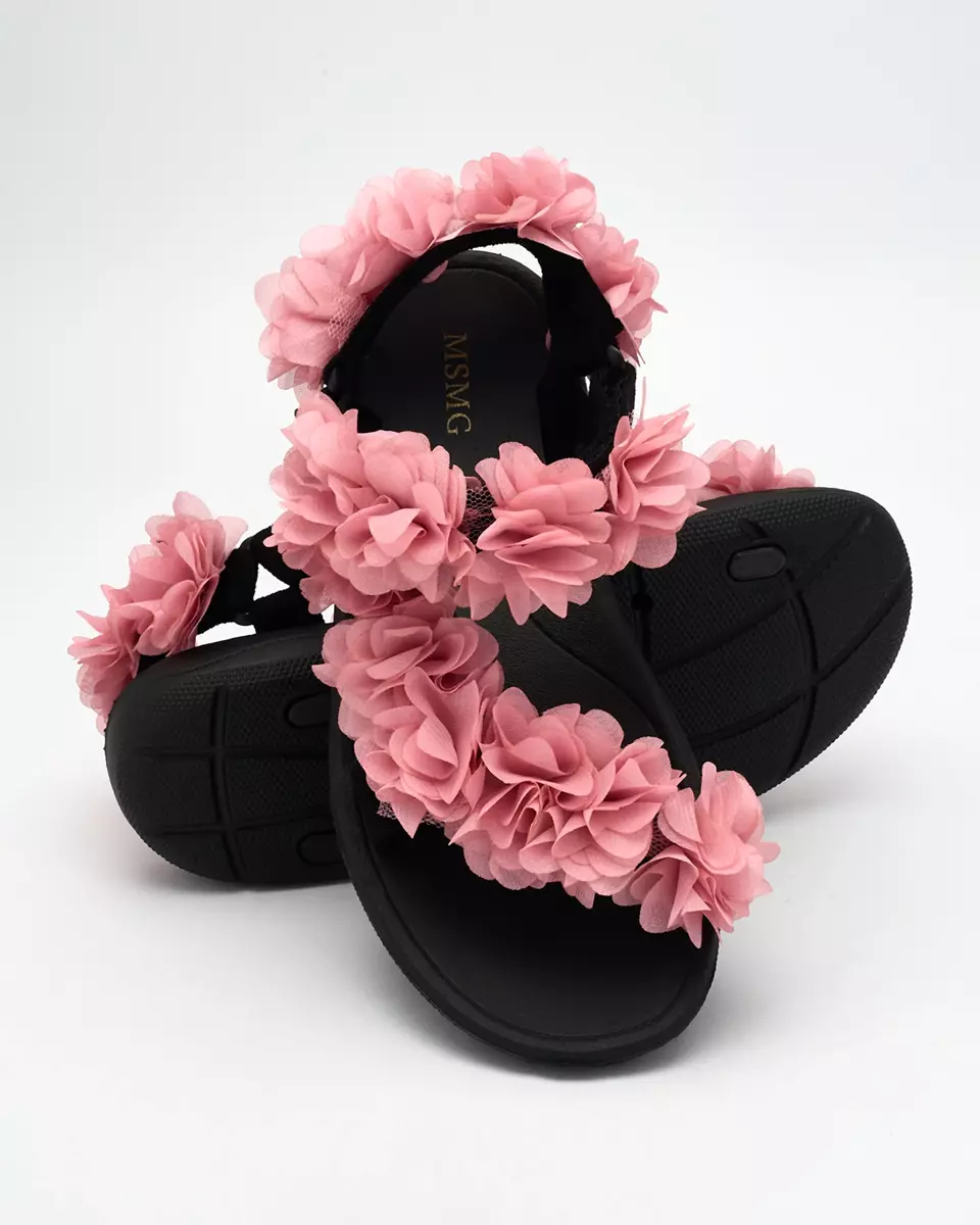 Royalfashion Sandale de damă roz cu flori Alferroy