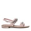 Różowe sandały ze srebrnymi łańcuszkami Manuelita  - Obuwie