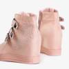 Różowe sneakersy na krytym koturnie z dżetami Princali - Obuwie