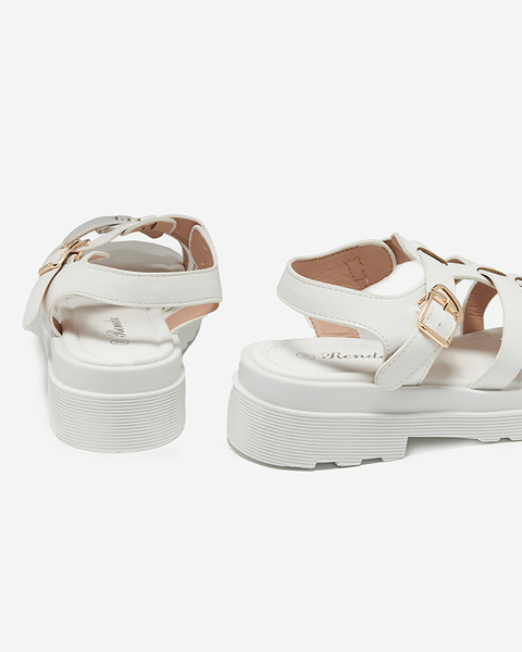 Sandale albe pentru femei cu talpă mai groasă Gacino - Încălțăminte
