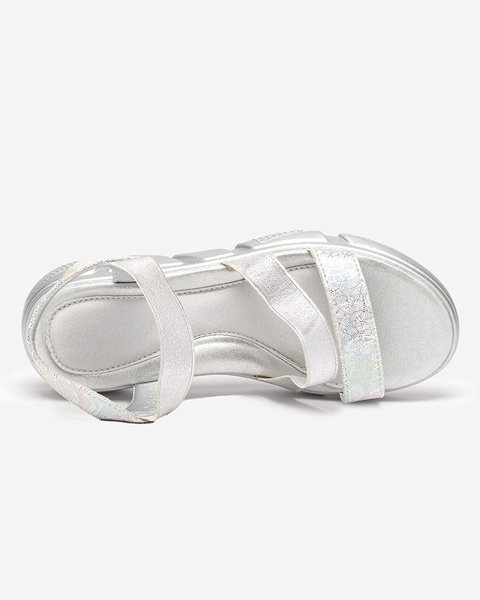 Sandale argintii lucioase pentru fete Seloni- Footwear
