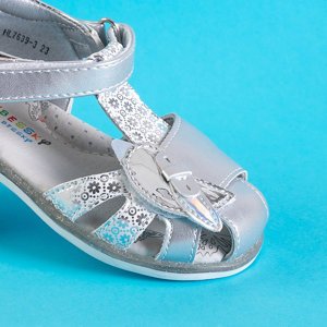 Sandale argintii pentru copii cu decorațiuni Ansiel - Încălțăminte
