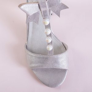 Sandale argintii pentru femei cu ornamente pe postul Gizela - Încălțăminte