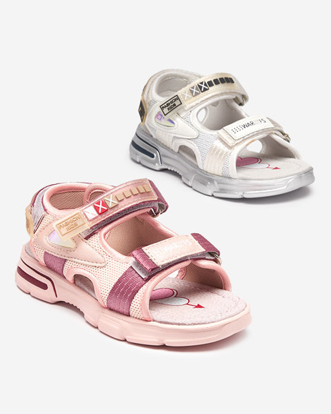 Sandale copii albe si argintii cu Velcro Mepoti - Incaltaminte