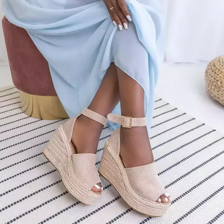 Sandale cu pană de dama bej Budwa - Încălțăminte