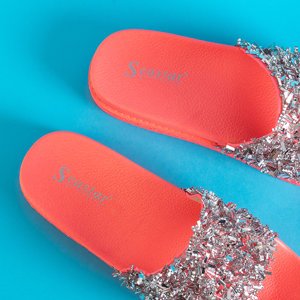 Sandale cu platformă pentru femei roz neon cu zirconiu cubic Lomine - Încălțăminte