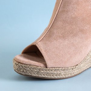 Sandale cu toc de piele ecologică pentru femei bej Irenea - Încălțăminte