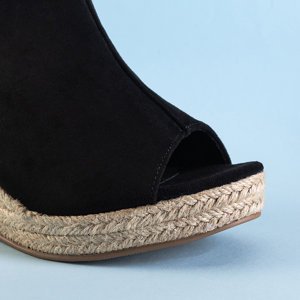 Sandale cu toc negru din piele ecologică Irenea - Încălțăminte