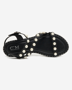 Sandale dama negre cu perle Mastalia - Incaltaminte