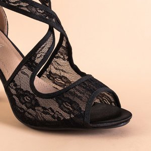 Sandale dantelă neagră pentru femei pe post Lorika - Încălțăminte