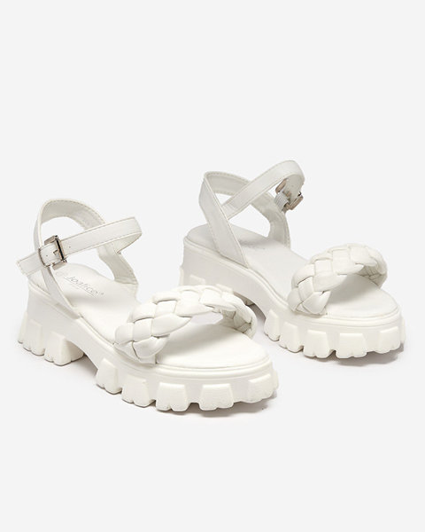 Sandale de damă albe cu talpă mai groasă Arief- Încălțăminte