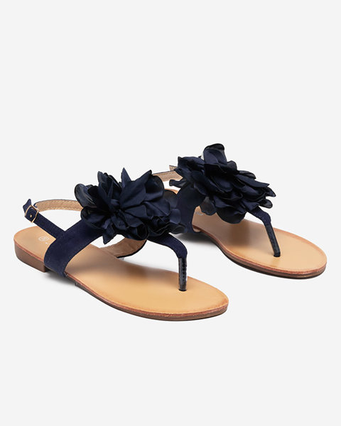 Sandale de dama bleumarin cu o floare Nerikala - Incaltaminte