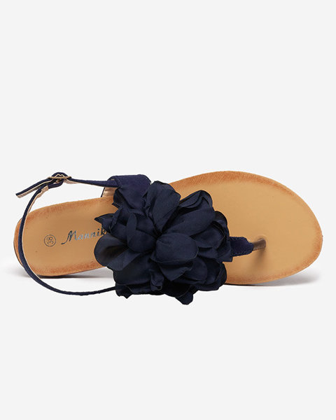 Sandale de dama bleumarin cu o floare Nerikala - Incaltaminte