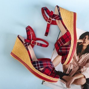 Sandale de damă cu carouri roșii pentru femei Luqio - Încălțăminte