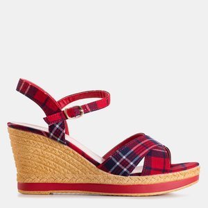 Sandale de damă cu carouri roșii pentru femei Luqio - Încălțăminte