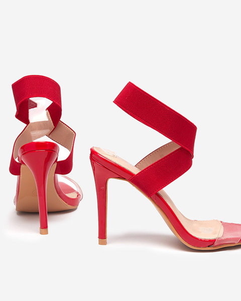 Sandale de dama cu toc stiletto in rosu Koala - Incaltaminte
