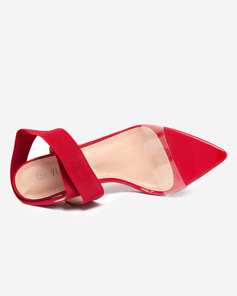 Sandale de dama cu toc stiletto in rosu Koala - Incaltaminte