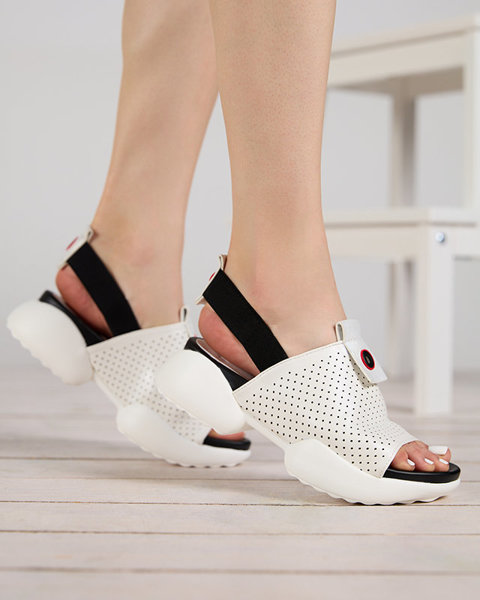 Sandale de dama din piele ecologica alb Pueshi - Incaltaminte