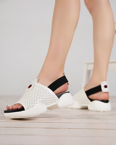 Sandale de dama din piele ecologica alb Pueshi - Incaltaminte