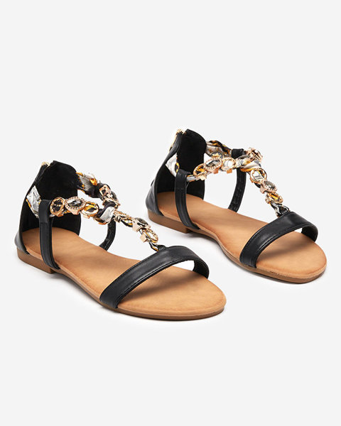 Sandale de damă negre cu curea decorativă Hasiro - Pantofi