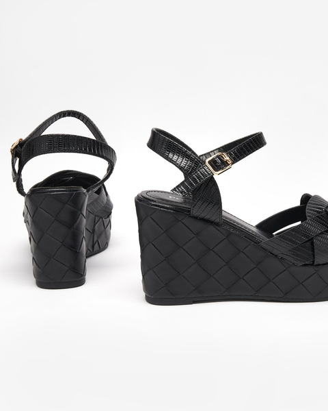 Sandale de damă negre din piele ecologică Flossy - Pantofi
