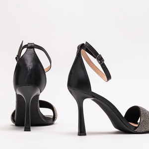 Sandale de dama negre pe stiletto Enedi - Incaltaminte