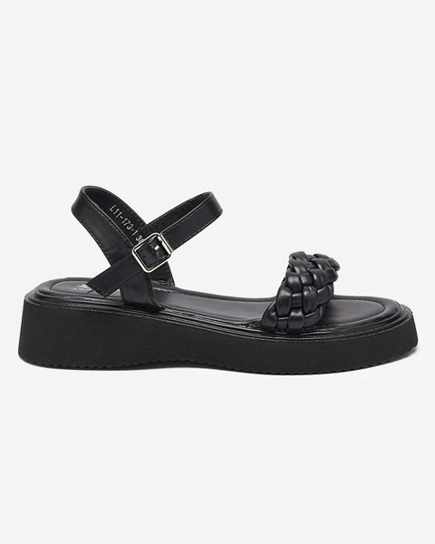 Sandale de damă pe talpă mai groasă în negru Usinos- Încălțăminte