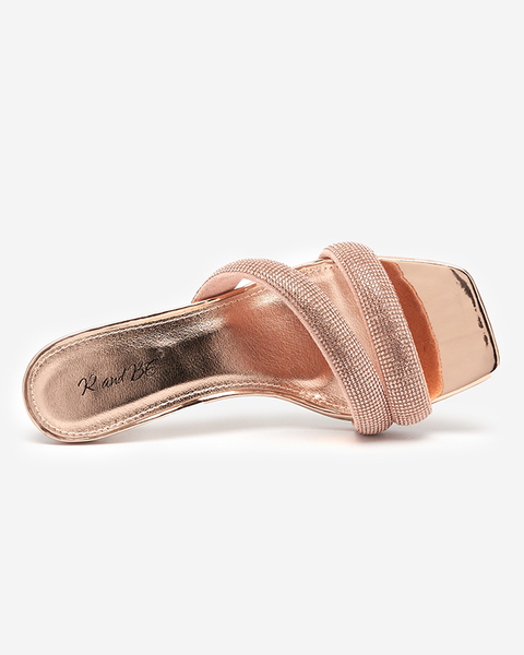 Sandale de damă roz cu toc joasă Teroo - Încălțăminte