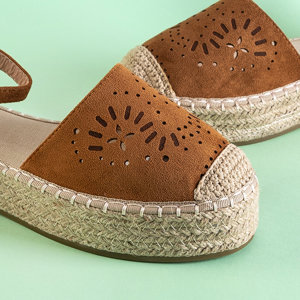 Sandale deschise pentru femei Tiseria maro a'la espadrile - pantofi