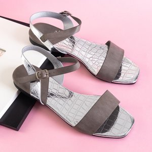 Sandale gri pentru femei cu inserție oglindită Mannika - Încălțăminte