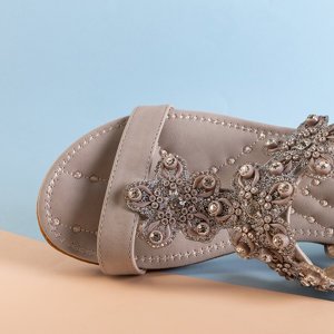 Sandale gri pentru femei cu ornamente Gudini - Încălțăminte